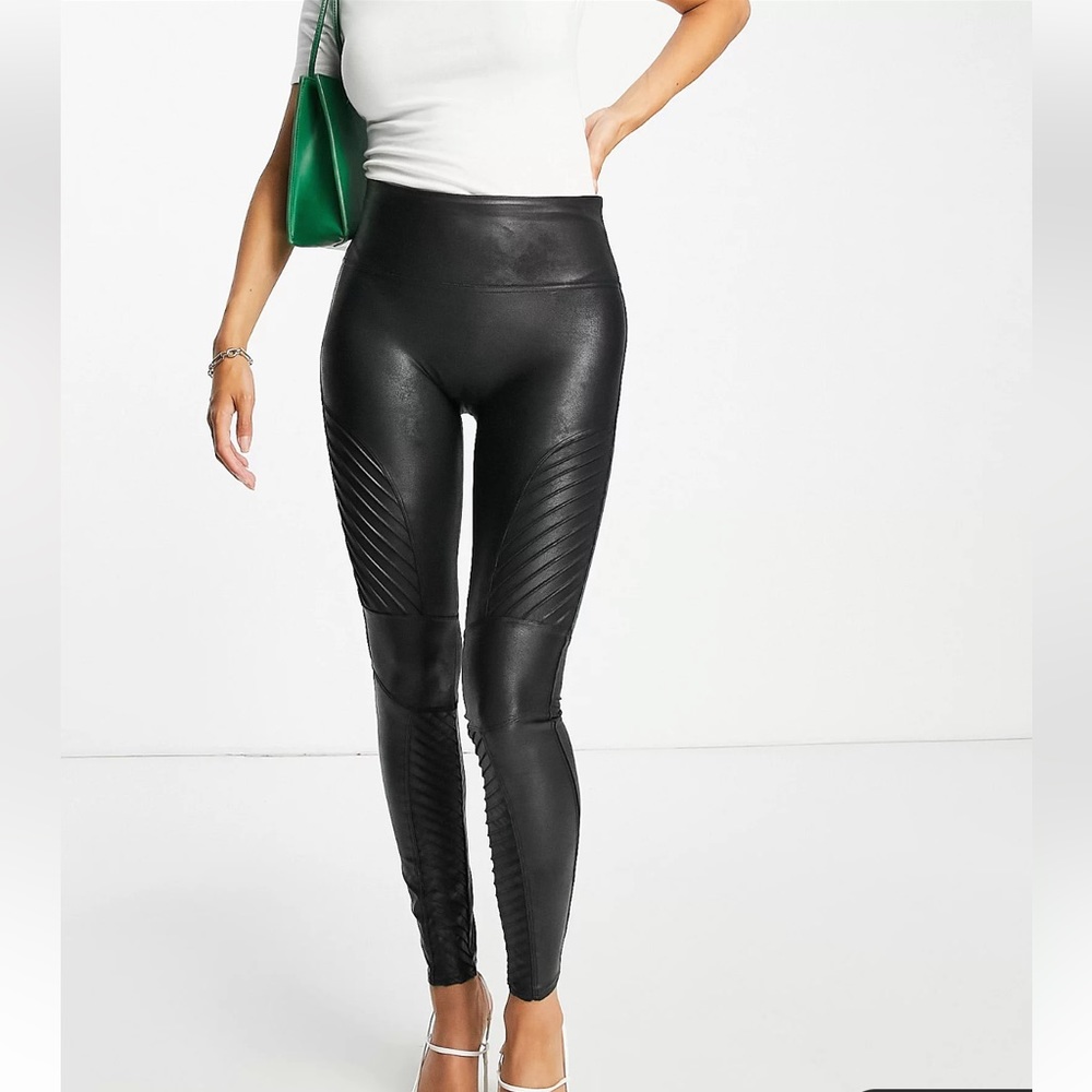 Spanx Faux Leather Moto Leggings in Black